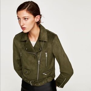Zara Olive Suede Jacket XS